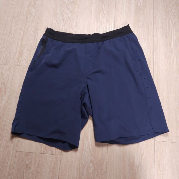 Ten Thousand The Interval Shorts Mens Large Blue Lined Athletic Gym Running 8" - Picture 1 of 8